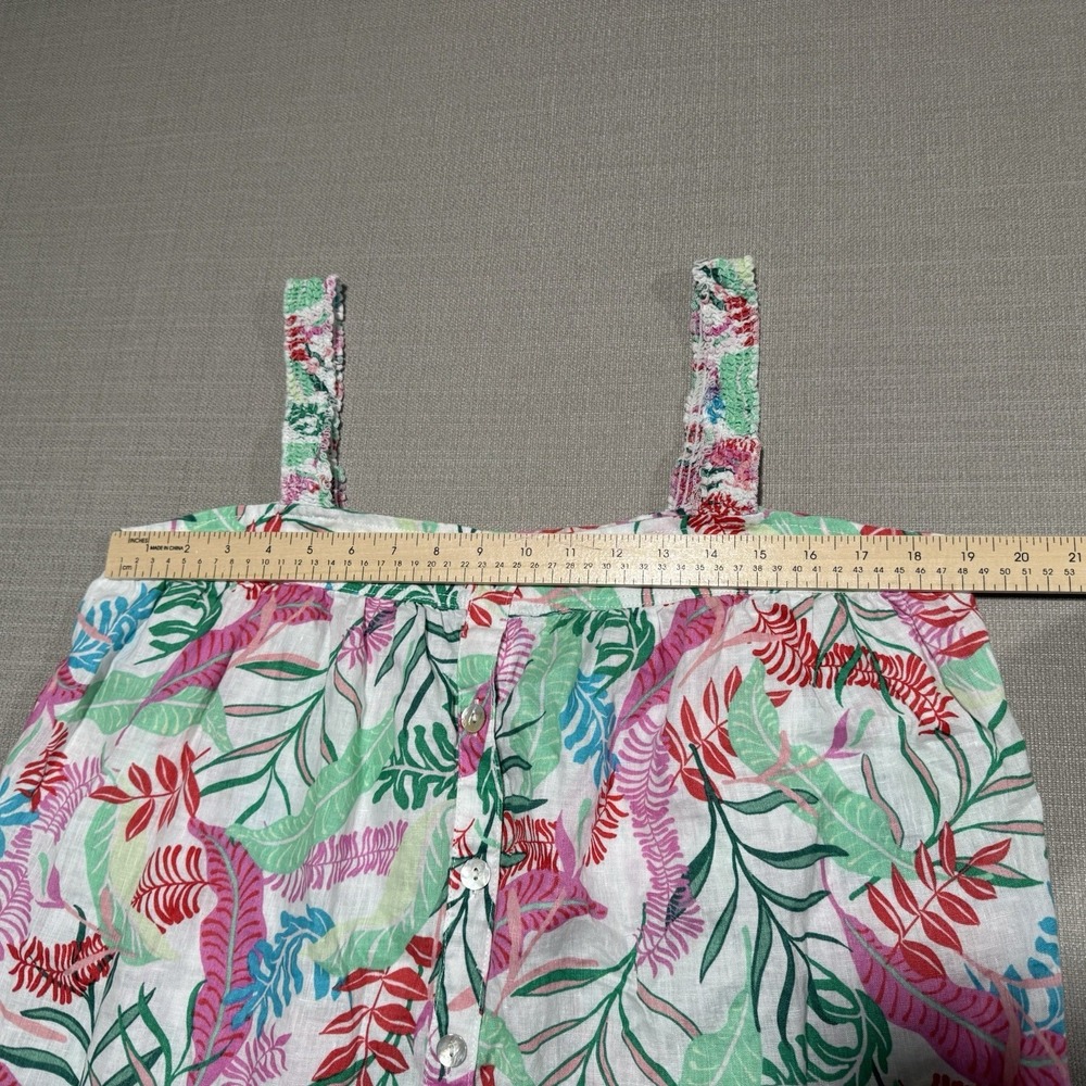 Cynthia Rowley Linen Tropical Print Tank Top Womens Large Summer Coastal Beach - Picture 6 of 7